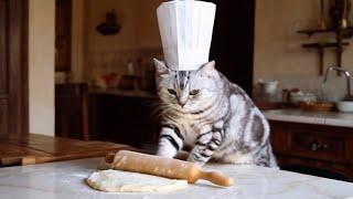 【Healing kitty】A cat chef makes pizza (Margherita). #cutecat #cooking #catlover