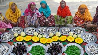 Bata Fish Vegetable Curry - Small Carp Fish Bengali Curry Cooking by Village Ladies - Food Vlog