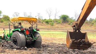 John Deere Stuck in Mud Rescued By JCB and Sonalika 60 Rx | Tractor Breaked Gearbox