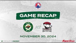 Iowa Wild vs Charlotte Checkers Game Highlights | 11.30.2024