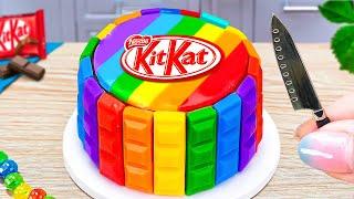 KITKAT Amazing Rainbow Cake  Perfect Miniature Cake Decorating Tutorials  Unbox Overworld