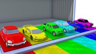 Learn Colors with  Cars Street Vehicles  Water Slide Colors for Kids Nursery Rhymes for Children