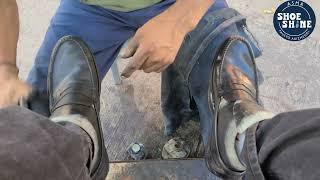 S7E147 Black Shoes laceless in ixtapaluca mexico #ASMR #shoeshine #faustoarizmendi