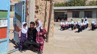 Joy of Javad and the orphan girls for the first day of going to school