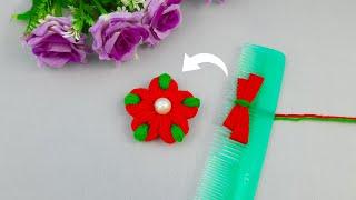 Amazing Hand Embroidery Flower design with Hair Comb | Easy Woolen Flower Craft