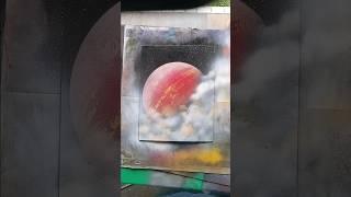 Red Planet With Clouds-Spray Paint Art#spraypaintart #spraypaint #sprayart #sprayartist #aerosolart