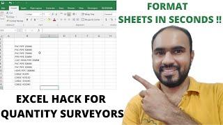 Excel shortcut | For any professional | Excel hack for formatting | Quantity Surveyor must know