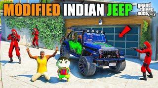 Franklin & Shinchan Stolen Red Gang Modified Jeep In GTA 5