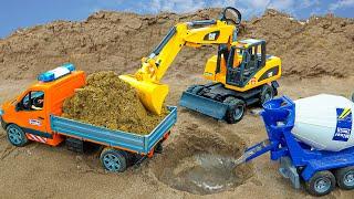 Police car, JCB Excavator, Construction Vehicles catch thief - Toy for kids