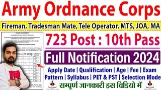 Army AOC New Vacancy 2024 Full Notification | Army AOC Full Notification, Age, Qualification, Height