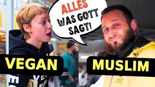 "Gott erlaubt FLEISCH!" - Veganerin eskaliert am Islam-Stand