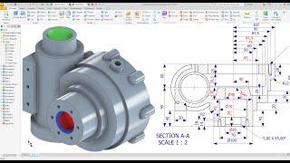 Autodesk inventor Create Worm gear Housing Modeling  Exercise 103