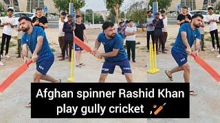 Afghan spinner Rashid Khan takes time out to play gully cricket with fans in Gandhinagar 