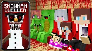 JJ and Mikey Family Got Call From The Scary Snowman Dweller at Night in Minecraft - Maizen ?!