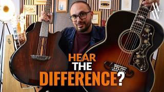 Carbon Fibre vs Wood Acoustic Guitars - Can YOU hear the difference? EMERALD x30 & GIBSON SJ200