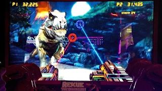 Jurassic Park Arcade Game 2-Player CO-OP Closed Booth Gun Game: Doc & E.L. Capture All 3 Dinosaurs?