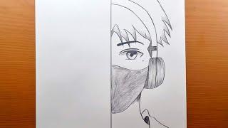 Comment dessiner un anime facilement |Anime boy portant des écouteurs étape par étape |dessin facile