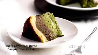 The Creamiest, Tea-Flavoured Triple Layer Matcha Hojicha Burnt Basque Cheesecake