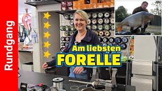 Angelladen Chefin liebt FORELLE  Rundgang bei Angelsport Koziol