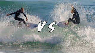 LAKEY PETERSON VS MICK FANNING Surfing SAME Wave at Lower Trestles San Clemente California