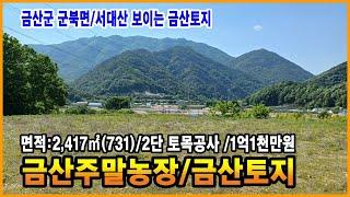 금산토지 산세 좋고 공이 좋은 산밑 금산땅 금산부동산 주말농장 경작용토지 2단으로 토목공사 되어 있음 만호공인중개사