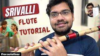 Srivalli Song Flute Tutorial | Free Notations | बॉंसुरी पर बजाना सीखें | Shiv'z Muzic®