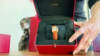 Unboxing a Cartier Tank Louis with a cute dog