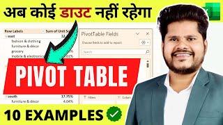 Excel Pivot Table EXPLAINED with 10 Different Examples | Pivot Table in excel | Pivot Table Tutorial