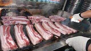 Amazing 10 flavors of salt?! Grilled pork belly on a 300F iron plate / Korean Street Food