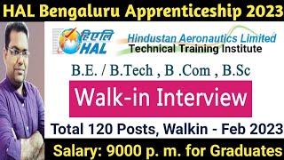 HAL Apprentice Recruitment: Walk-in-Interview for graduate and Diploma Apprentices/ Apply Online 