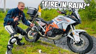 Can i Start a FIRE with my Motorcycle in The RAIN? *Adventure Bike Camping*