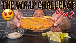 THE WRAP CHALLENGE DAY 2 | BLACKENED SALMON AND SHRIMP CEASAR WRAP  BUSSIN