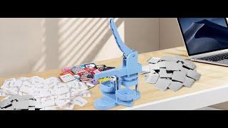 BEAMNOVA Square Button Maker Machine with 100 Sets of Button Supplies Parts, Light Blue