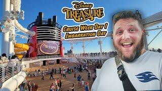 DISNEY TREASURE CRUISE WEEK!! | Embarkation Day, Room Tour | Day 1