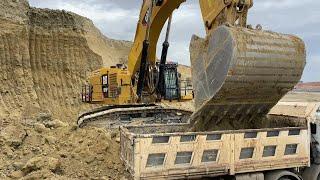 Huge Caterpillar 6015B Excavator Loading Mercedes & MAN 4 Axle Trucks - Sotiriadis Mining Works