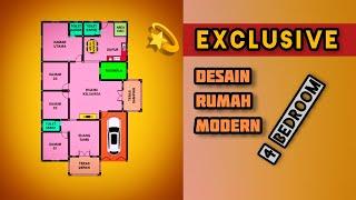 Model Rumah Modern 4 Kamar Tidur / 4 Bedroom House Plans | 11x17 Meters