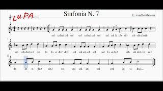 Sinfonia N.7 (L. van Beethoven) - Flauto dolce - Note - Spartito - Karaoke - Recorder - Instrumental