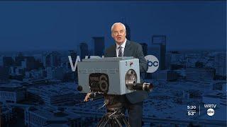 Kevin Gregory shows off original WRTV 6 camera