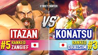 SF6  ITAZAN (#5 Ranked Zangief) vs KONATSU (#3 Ranked Dhalsim)  SF6 High Level Gameplay