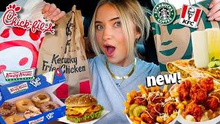 Eating NEW FAST FOOD ITEMS For 24 HOURS!