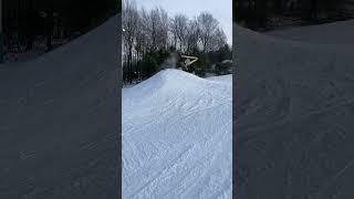 Skier almost FLIPS into snowboarder #shorts #skiingislife #flipsandtricks