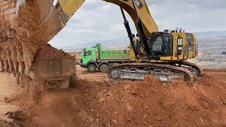 Beautiful Caterpillar 6015B Excavator Loading Overburden On Four Axle Trucks - Sotiriadis Mining