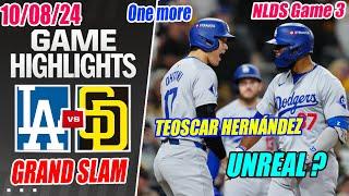 LA Dodgers vs SD Padres Game 3 Highlights Oct 8, 2024 NLDS | TEOSCAR HERNÁNDEZ GRAND SLAM Comeback!