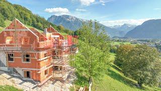 Rohbau der Sunleitn-Residenz:‍️Meilenstein zur Traumimmobilie im Salzkammergut in Österreich