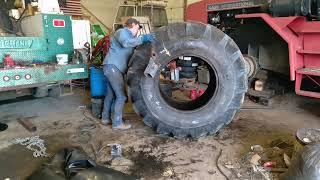 A long tractor tire unmounting video.