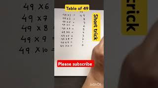 Table of 49, short trick#shorts#shortfeed#shortvideo#maths#education#viralvideo#viralshorts#trending