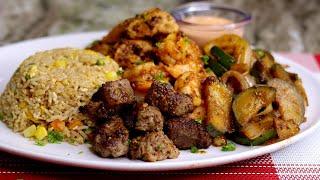 Steak, Shrimp and Chicken Hibachi Recipe | How to Make Hibachi Dinner at Home