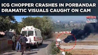 Porbandar Helicopter Crash: 3 Killed After ICG Chopper Crashes During Training Sortie | Watch