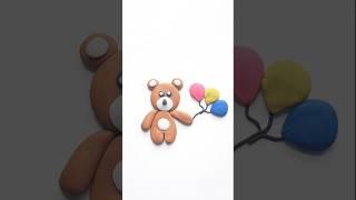 DIY Clay Teddy With Balloons| Easy Clay Art For Kids | Sisu TV #SisuTV #shorts #kidscrafts #teddy