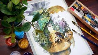 Watercolor illustration-SpeedDrawing-ConceptArt / 주인님 일어나셔요~[ERUDA]